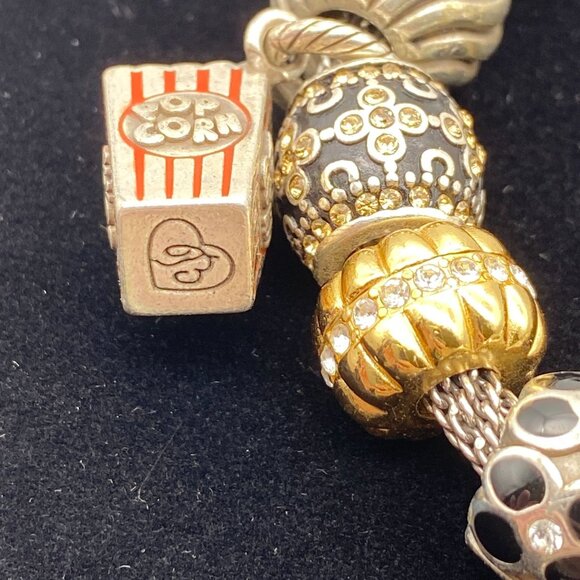 Brighton charm bracelet Popcorn guitar ticket charms rhinestone bling 8" 14 char - Picture 9 of 11